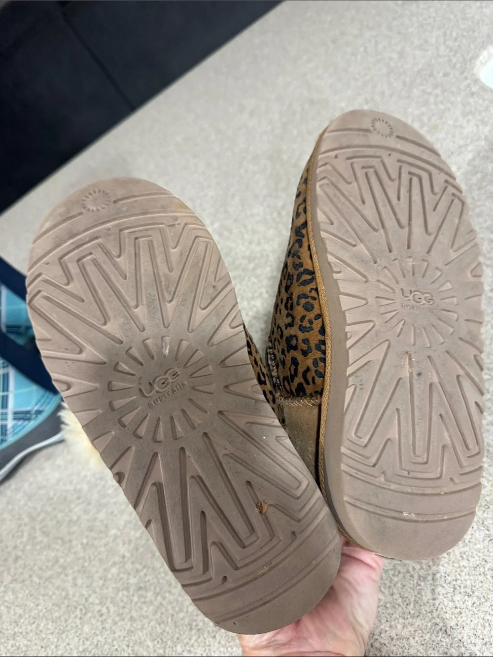 UGG Leopard Print Chestnut Suede Shearling Lined Boots
